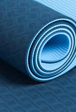 Коврик для йоги 6 мм (сине-голубой)