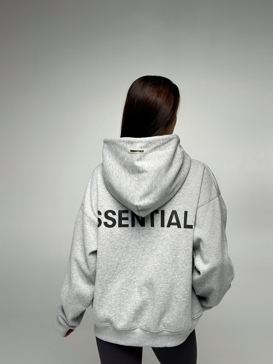 Худи удлиненное с крупной надписью essentials