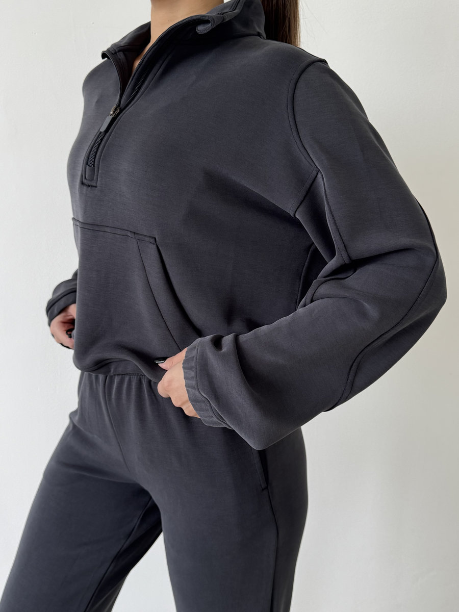 Толстовка свободного кроя с воротником-стойкой из модала