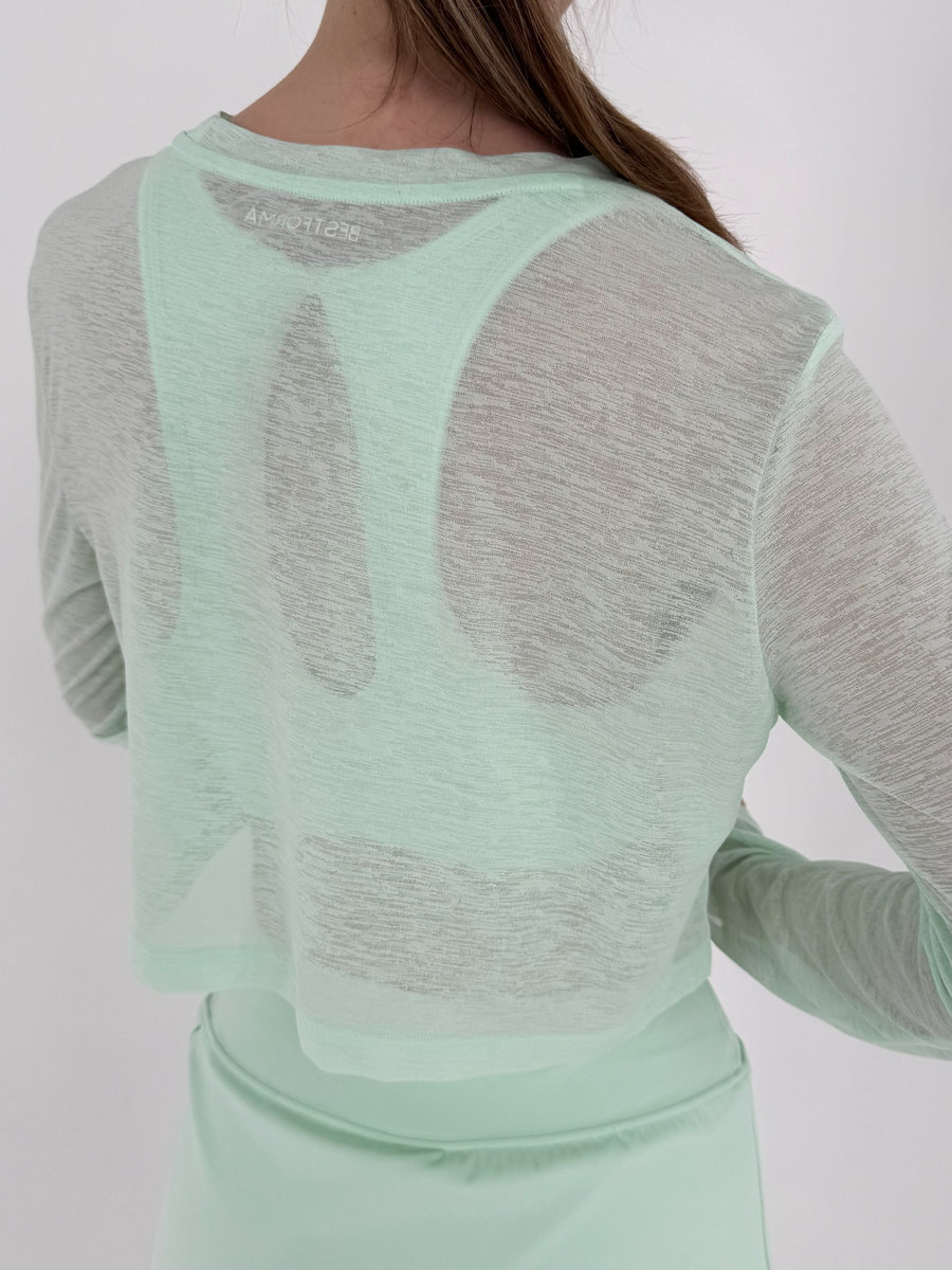 Лонгслив полупрозрачный укороченный свободного кроя