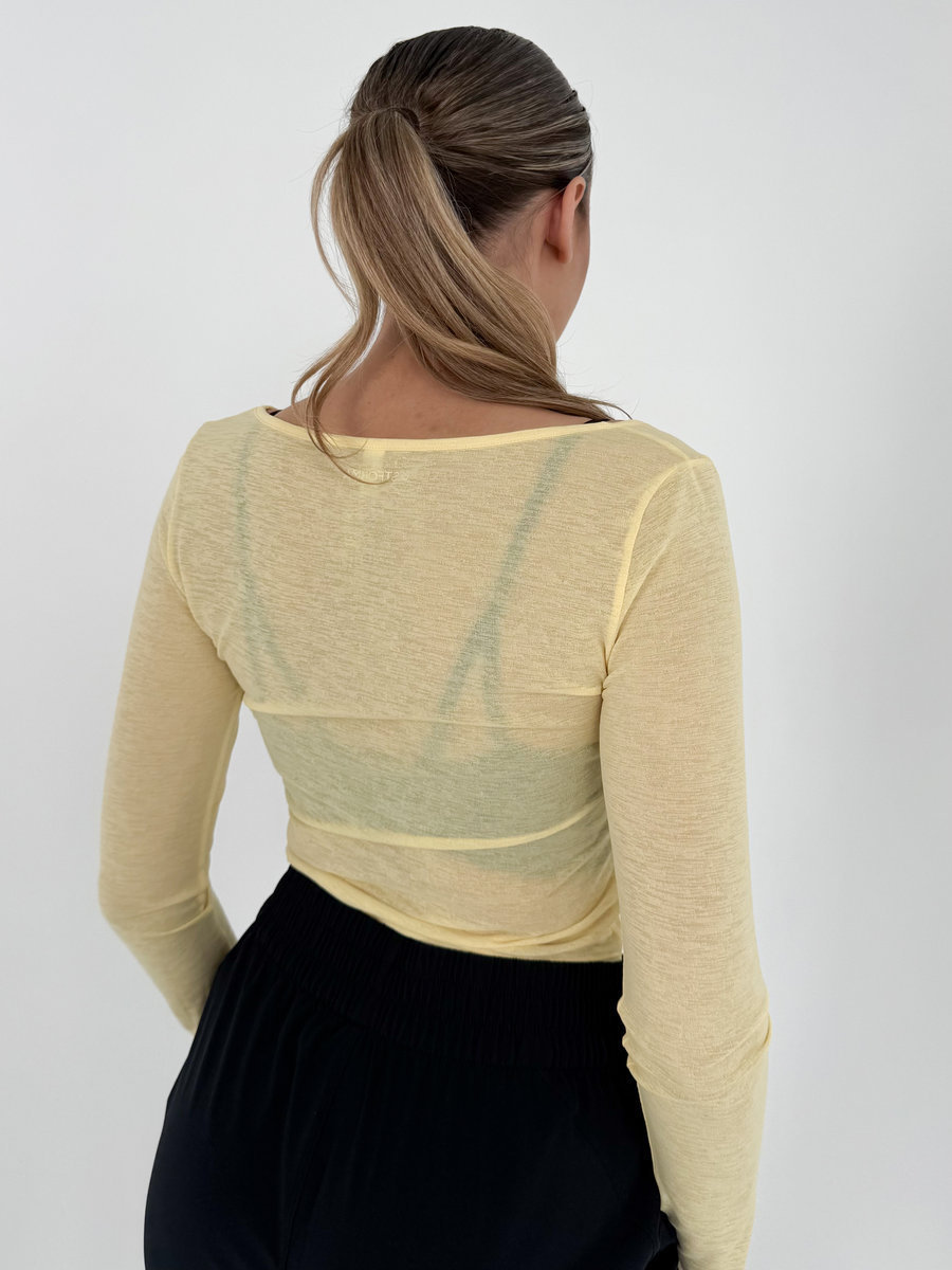 Лонгслив полупрозрачный с перекручиванием ткани Spin