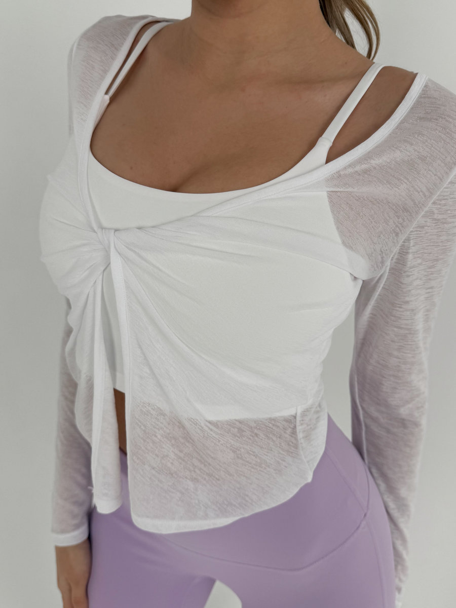 Лонгслив полупрозрачный с перекручиванием ткани Spin