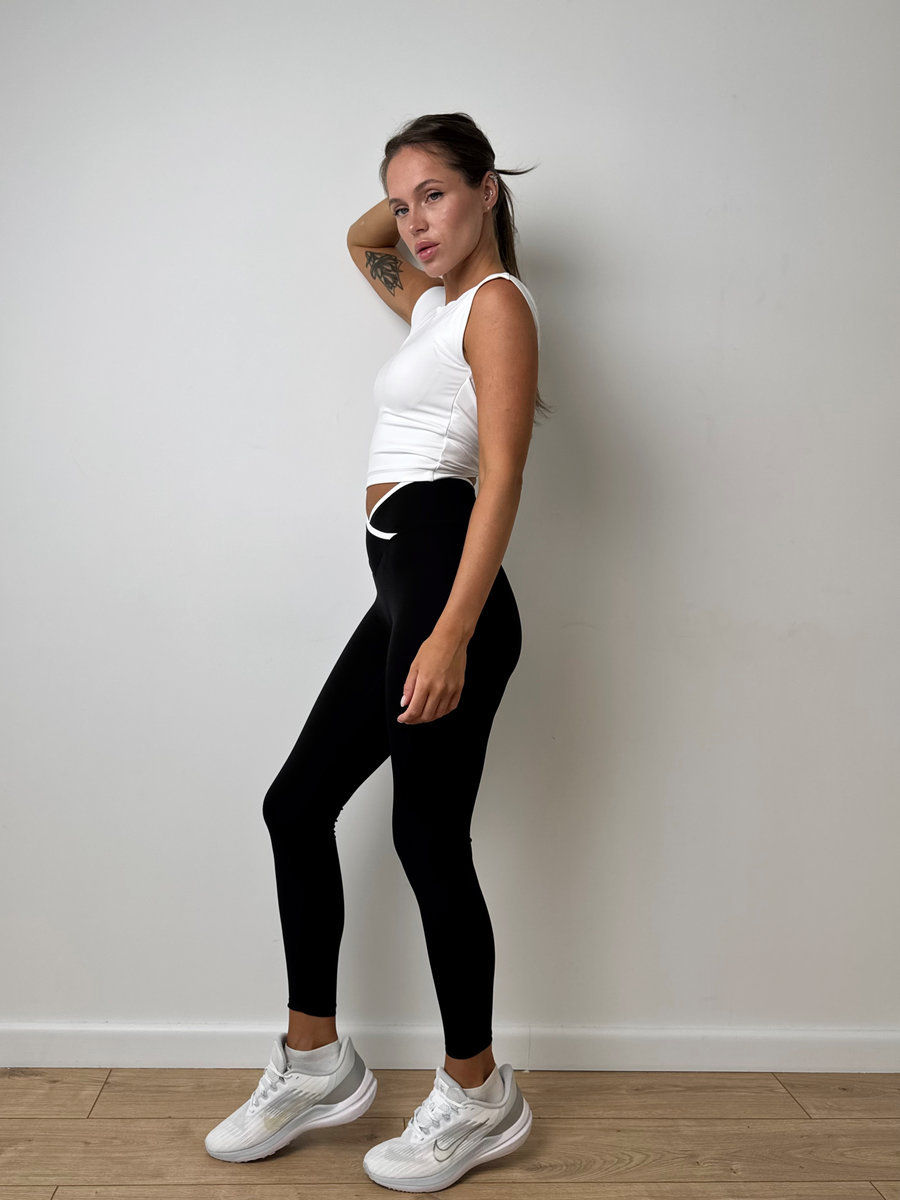 Леггинсы с V-талией контрастного цвета (Высокая посадка)