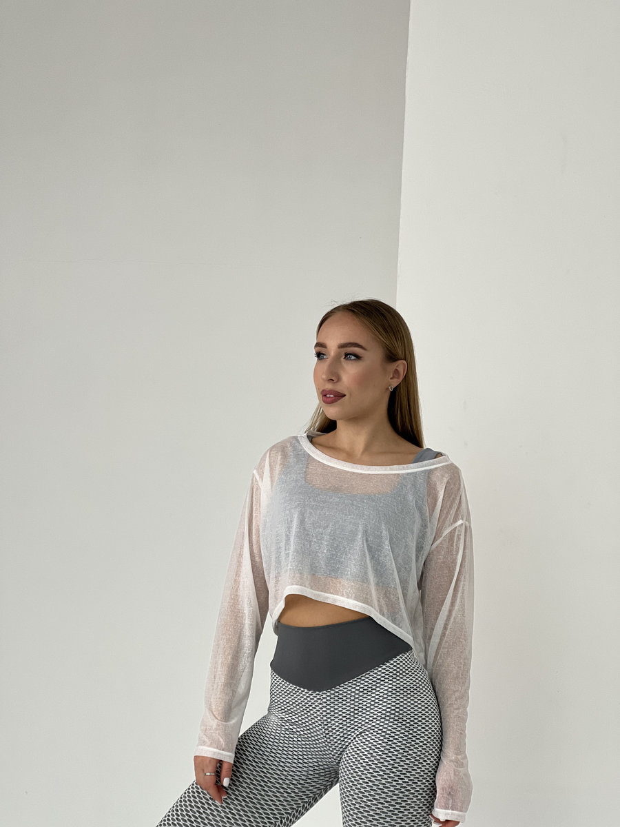 Лонгслив полупрозрачный укороченный