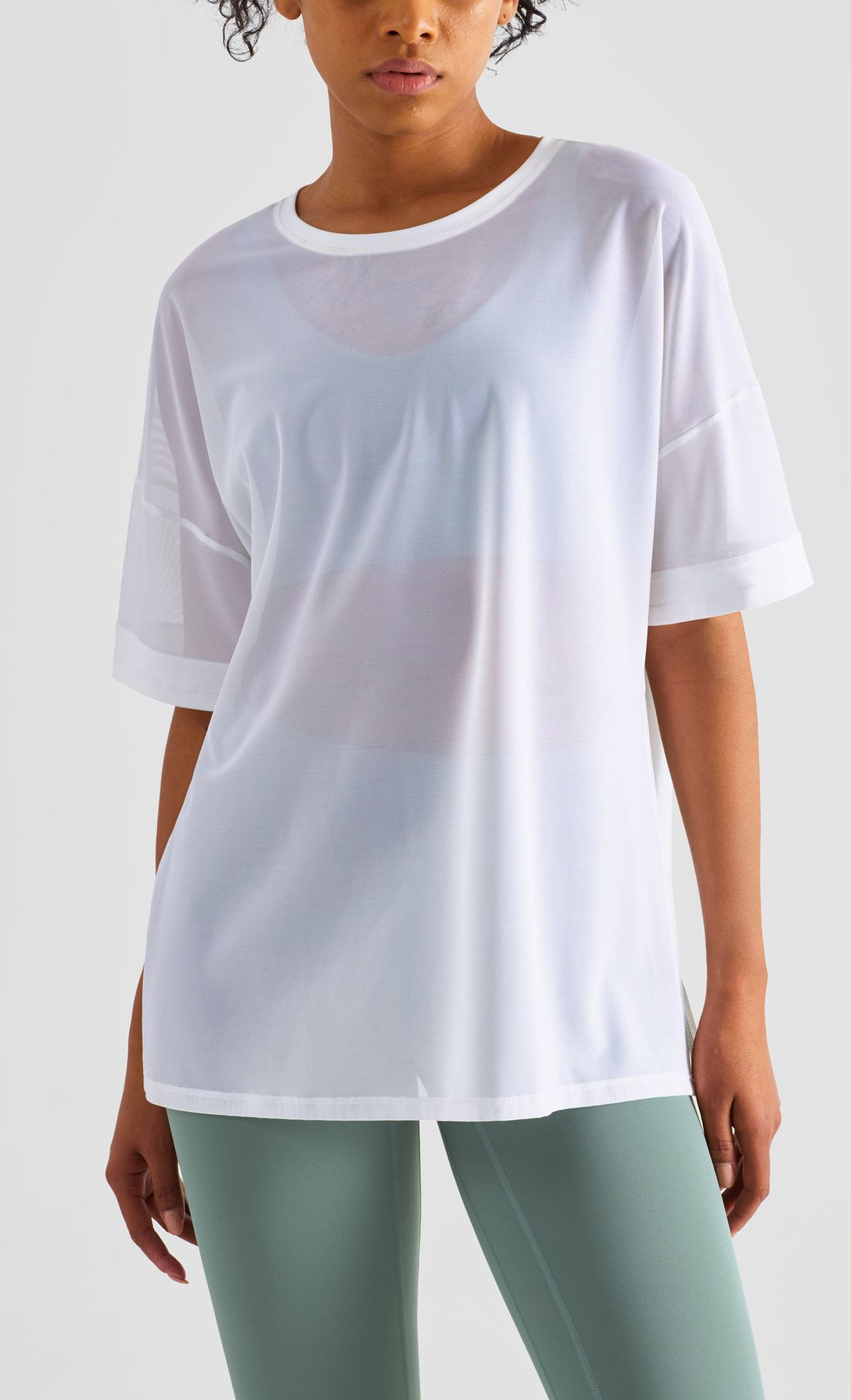 Футболка удлиненная из сетки