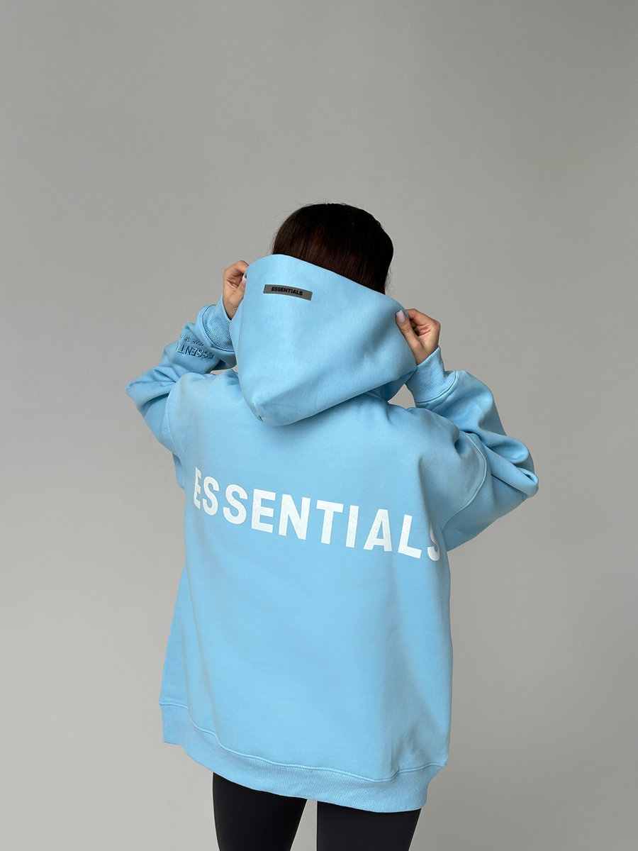 Худи удлиненное с крупной надписью essentials