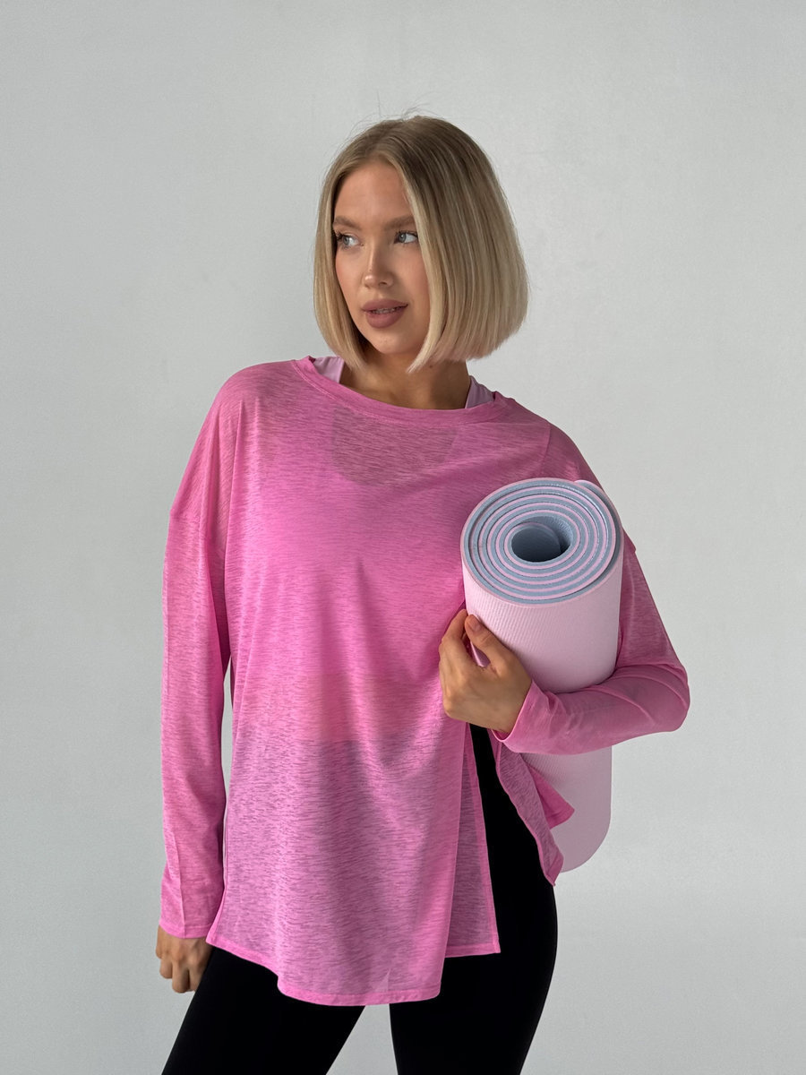 Лонгслив полупрозрачный с разрезом спереди