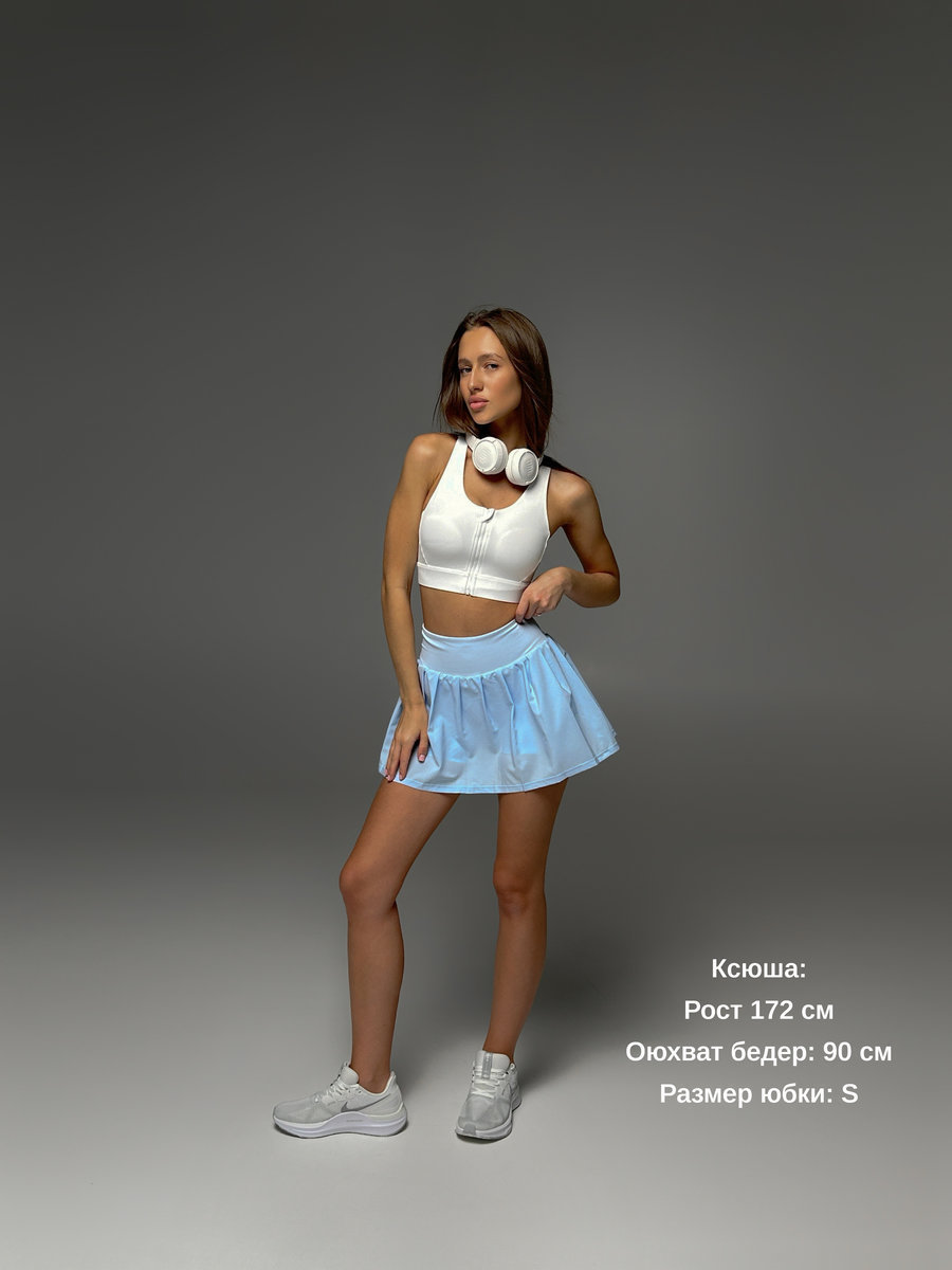 Теннисная юбка-шорты с широким плиссе