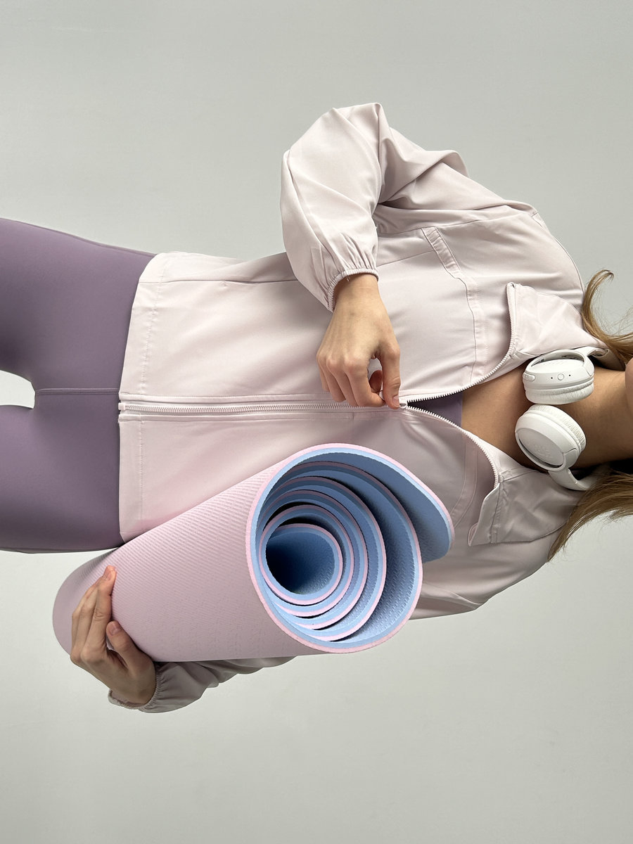 Коврик для йоги 6 мм (розово-голубой)