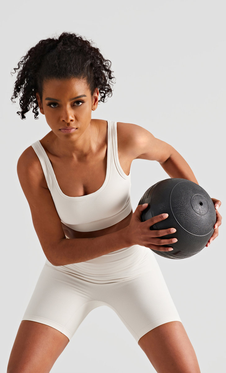 Бра спортивное с круглым вырезом в мелкий рубчик (Без застежки)