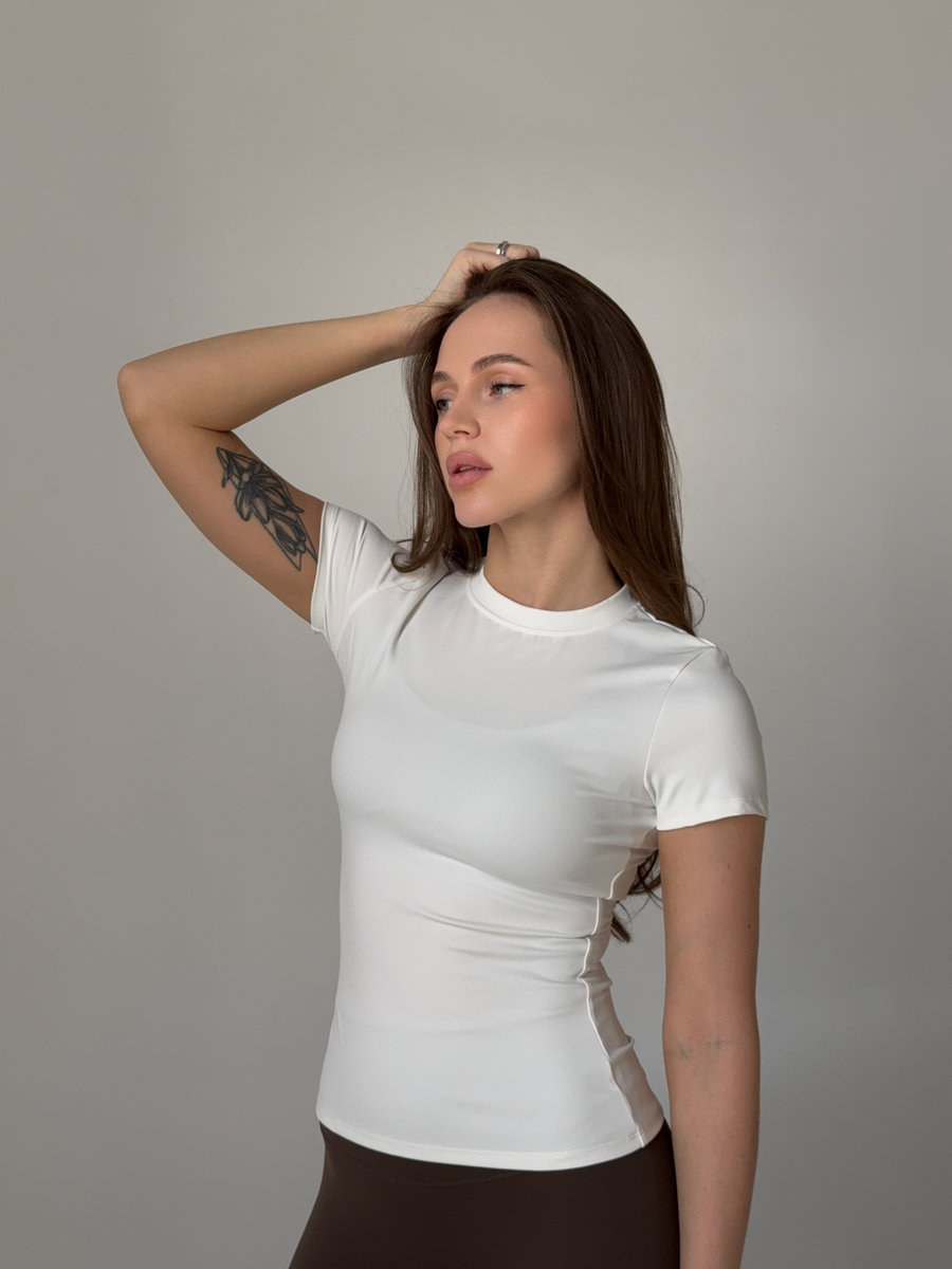 Футболка в стиле Skims, приталенная с короткими рукавами для спорта