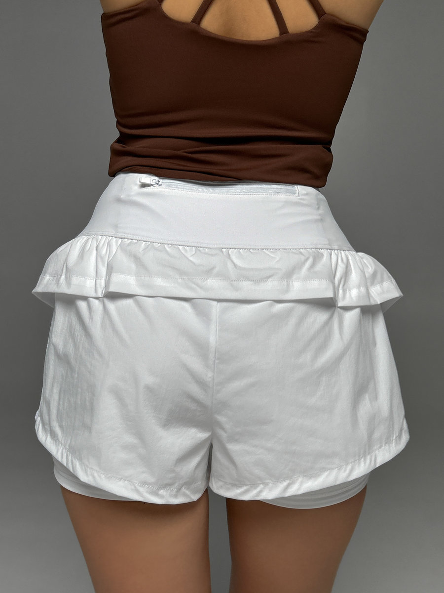 Шорты белые с удлиненным подкладом  для фитнеса SHINE