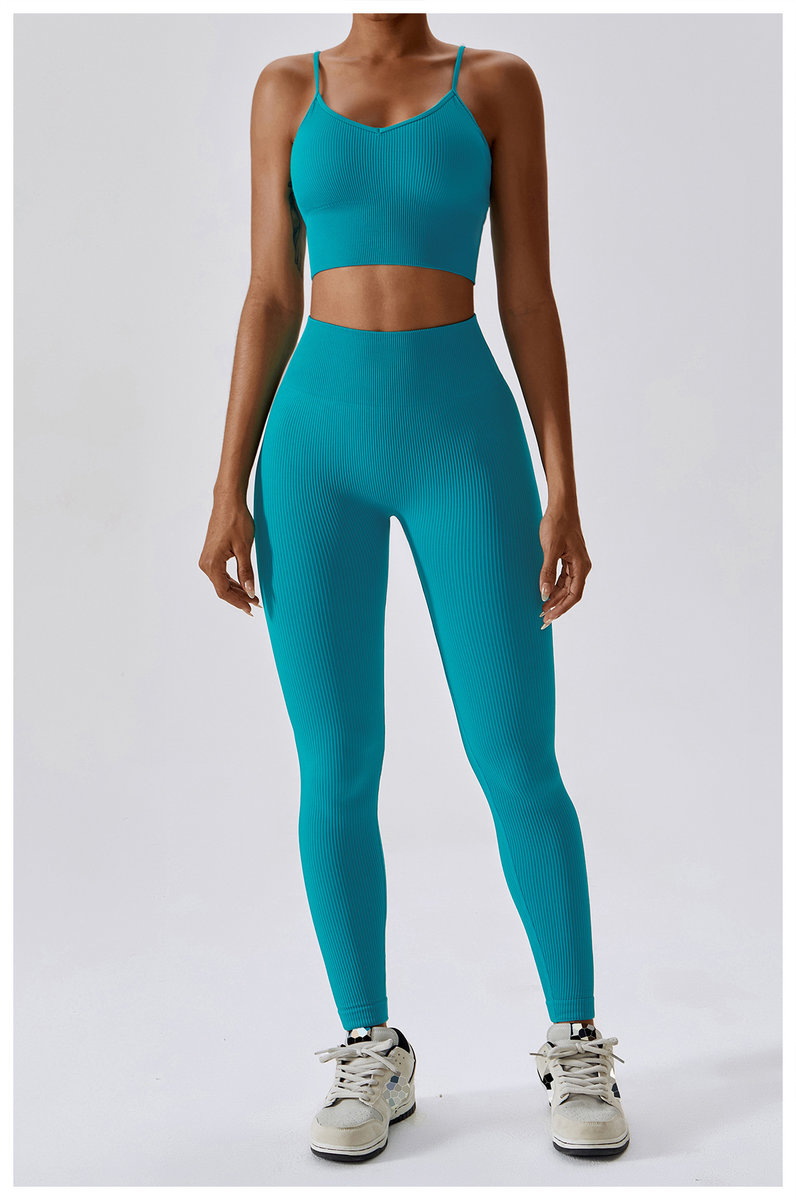 Бесшовные леггинсы в рубчик плотные  (Высокая посадка)