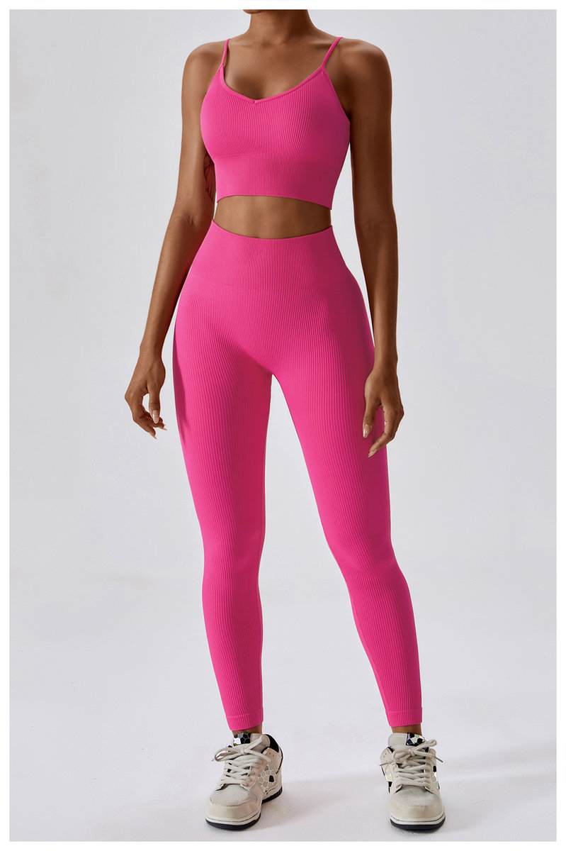 Бесшовные леггинсы в рубчик плотные  (Высокая посадка)