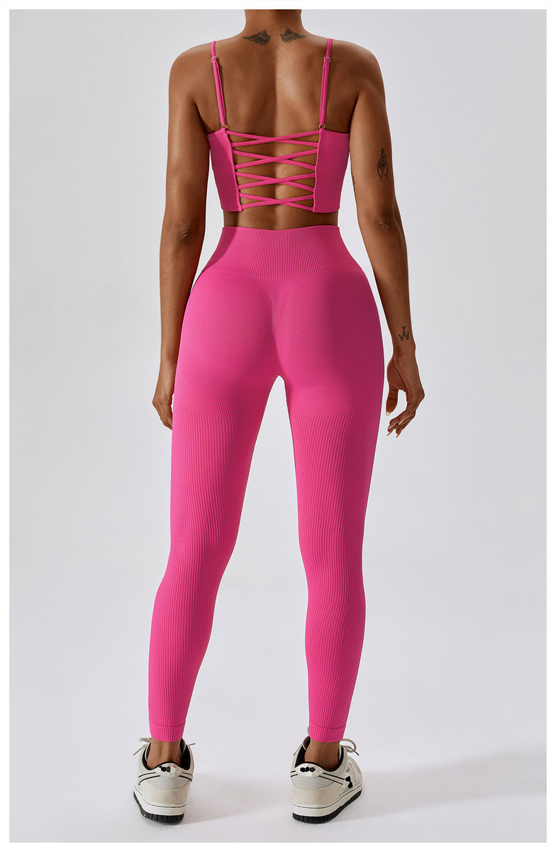 Бесшовные леггинсы в рубчик плотные  (Высокая посадка)