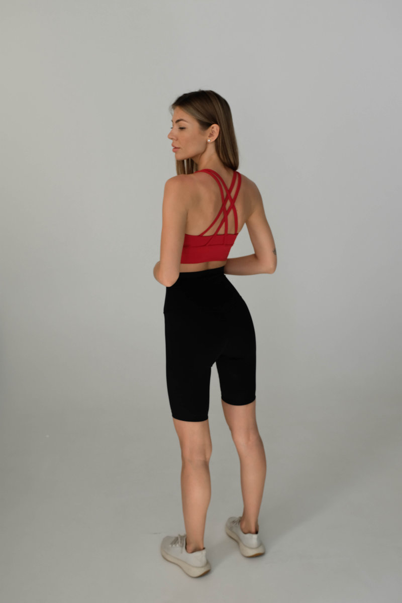 Спортивный бюстгальтер с перекрещиванием бретелей на спине (Без застежки)