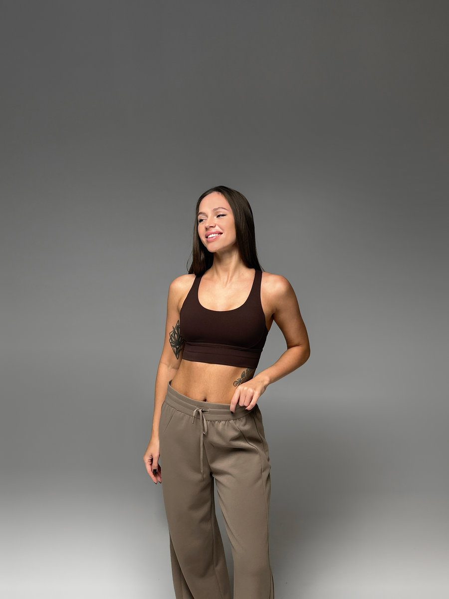 Спортивный бюстгальтер с перекрещиванием бретелей на спине (Без застежки)