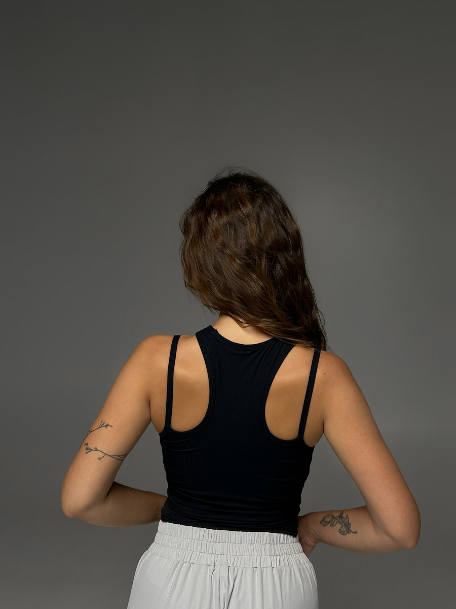 Бра удлиненное в рубчик с раздвоеним бретелей (Без застежки)