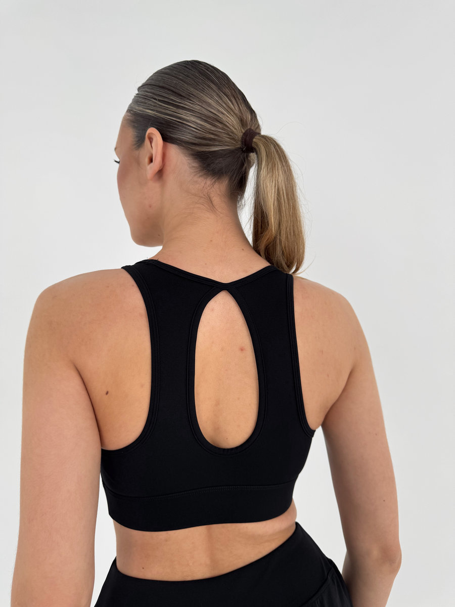 Спортивный топ с хорошей поддержкой, вырезом-капелькой на спине (Без застежки)
