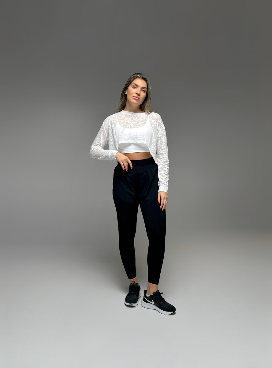 Лонгслив полупрозрачный меланж укороченный