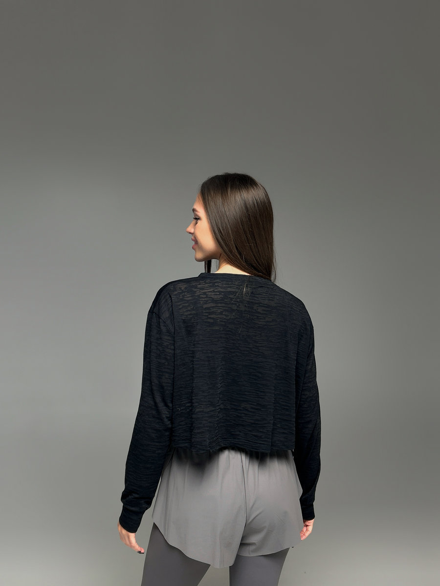 Лонгслив полупрозрачный меланж укороченный