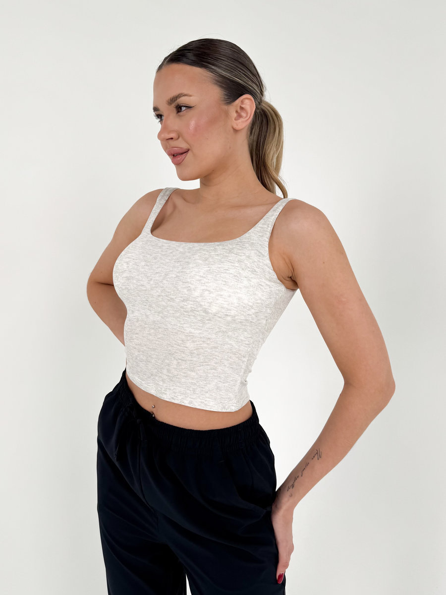 Топ удлиненный в рубчик с чашками (Без застежки)