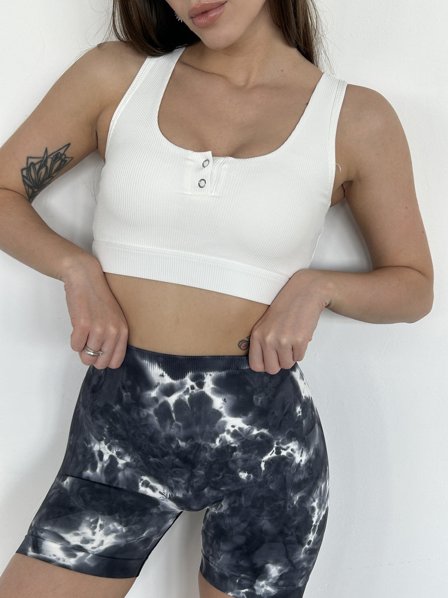 Бра бесшовное в рубчик с кнопкой-застежкой на декольте (Без застежки)