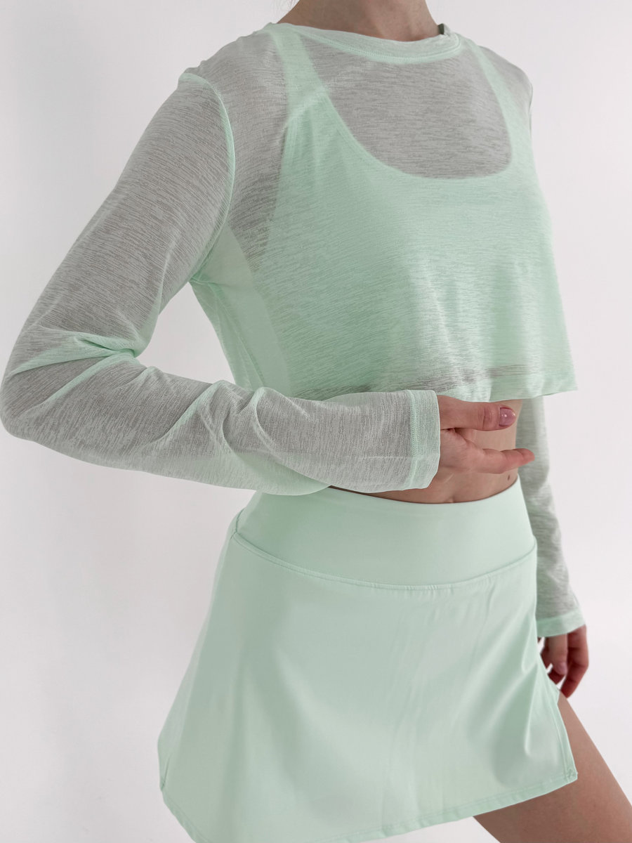 Лонгслив полупрозрачный укороченный свободного кроя