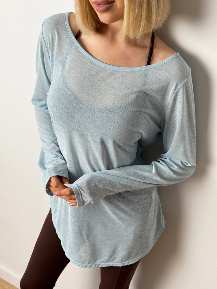 Лонгслив полупрозрачный с глубоким разрезом сзади