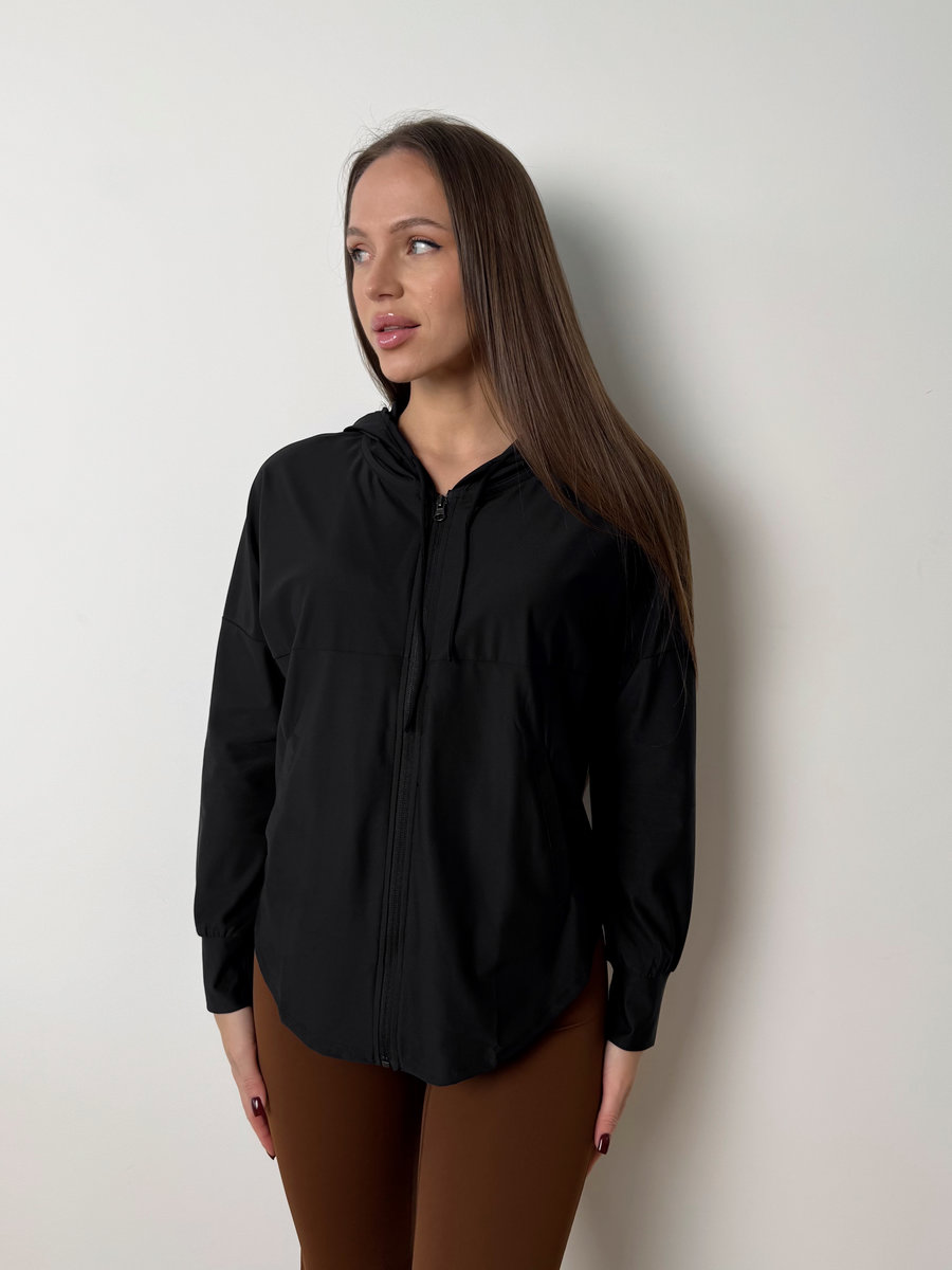 Олимпийка на молнии с капюшоном из фактурной ткани