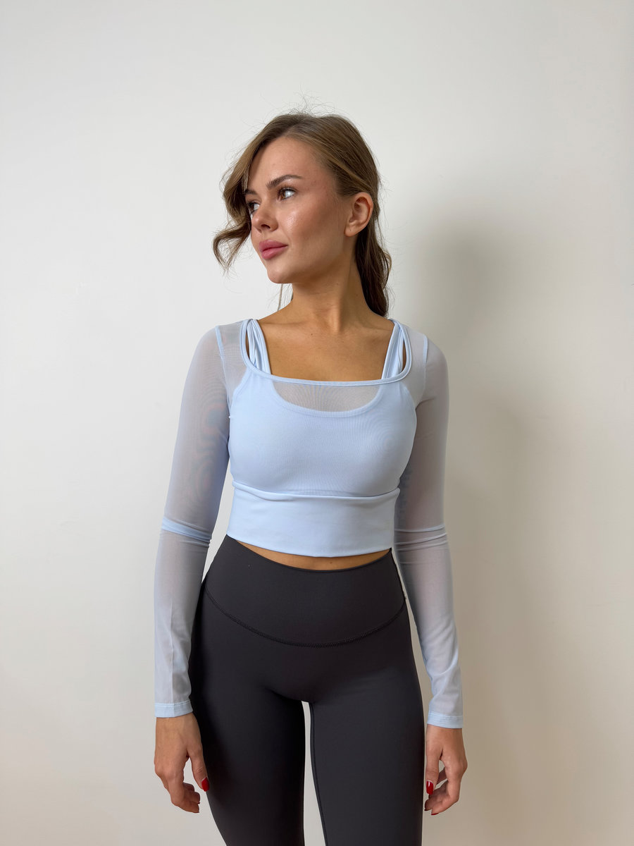 Спортивный двухслойный рашгард из сеточки