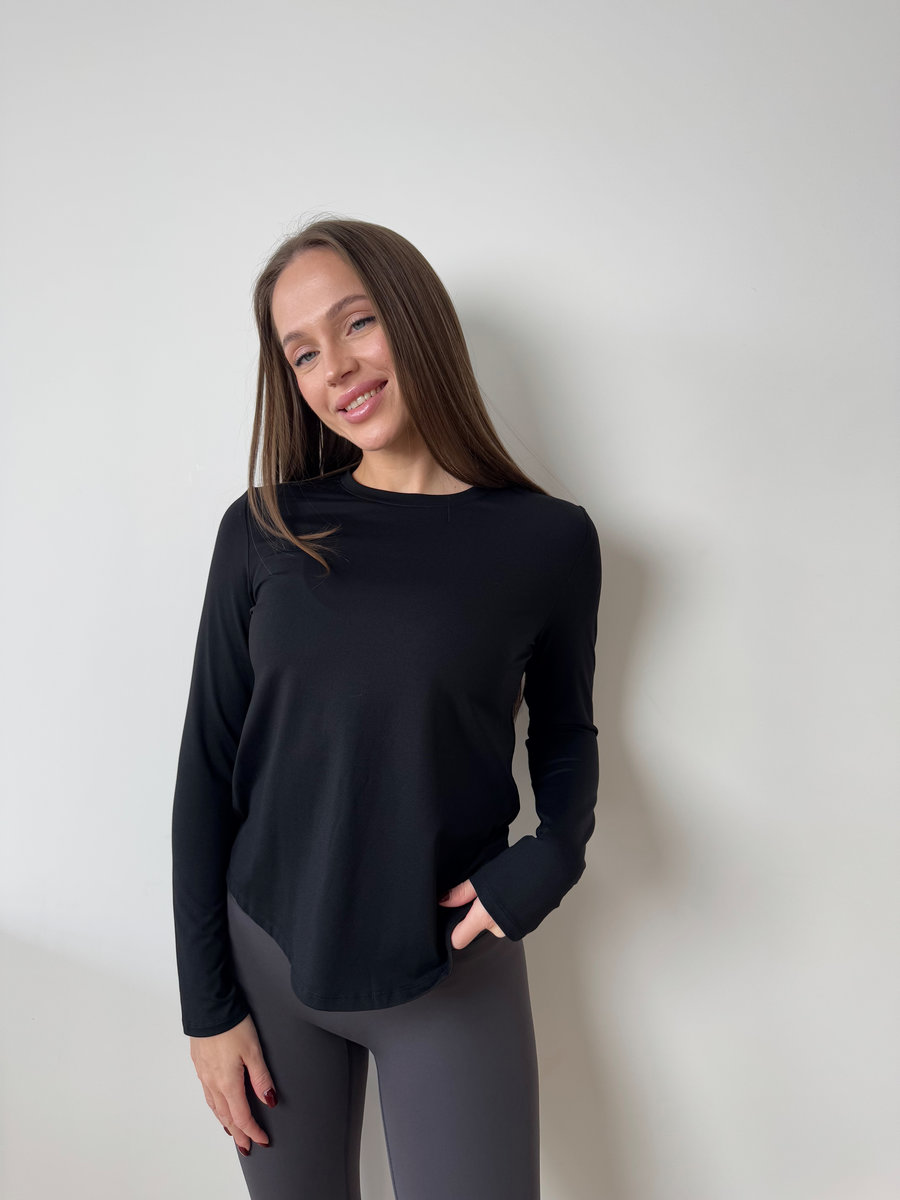 Лонгслив классический с круглой горловиной