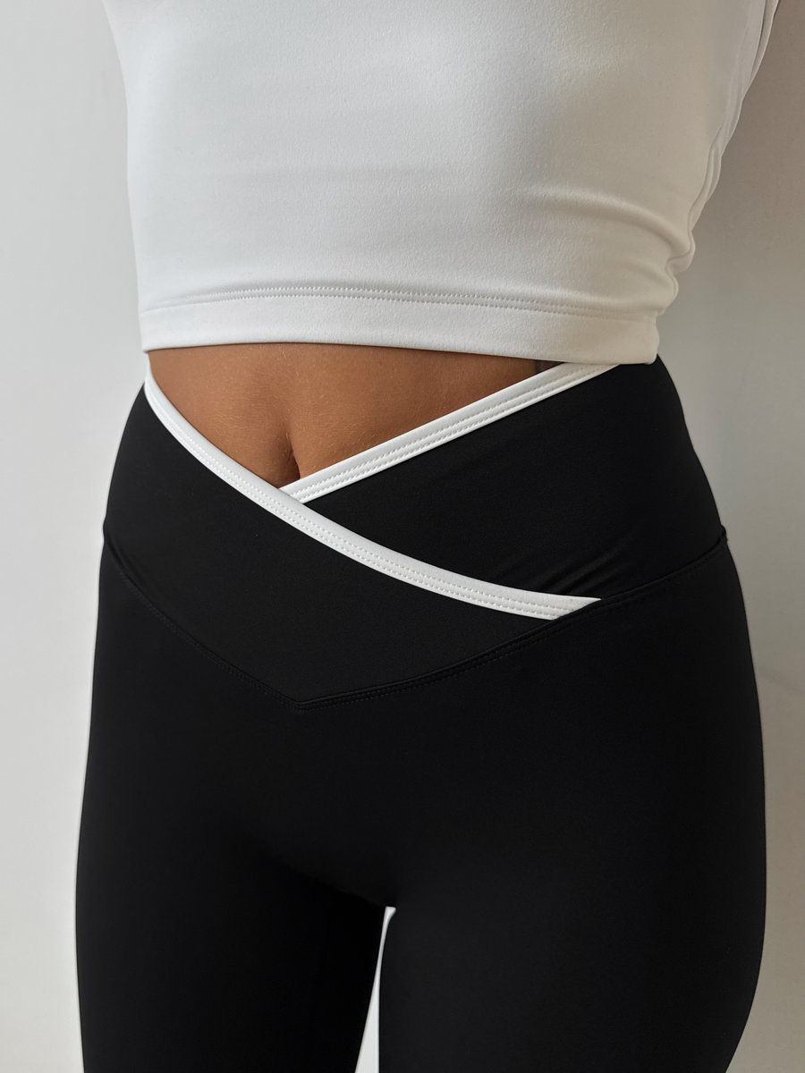 Леггинсы с V-талией контрастного цвета (Высокая посадка)