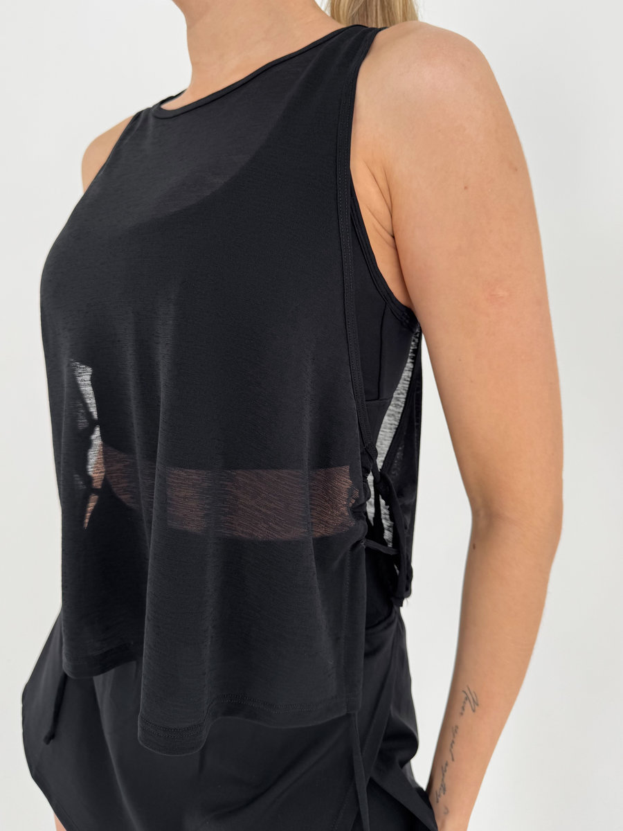 Майка полупрозрачная с завязками по бокам