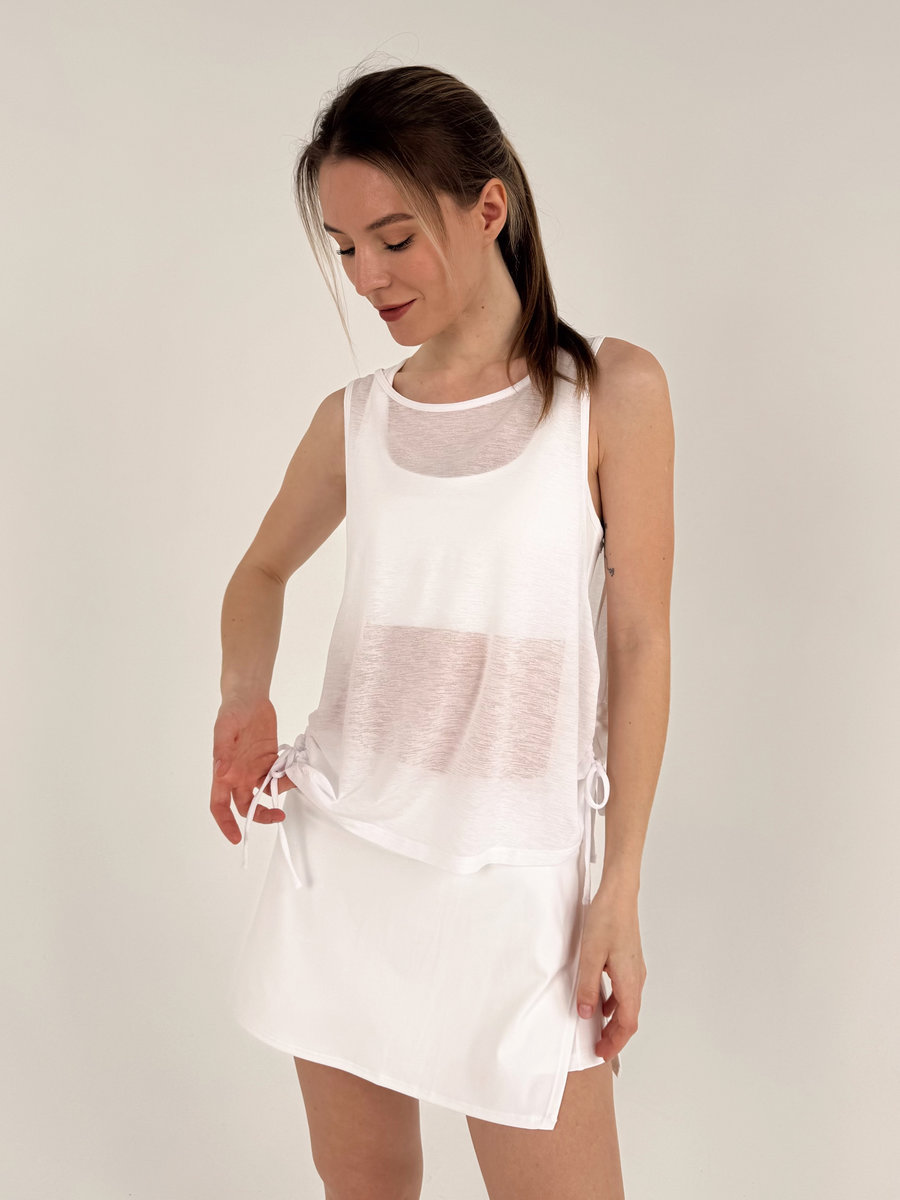 Майка полупрозрачная с завязками по бокам