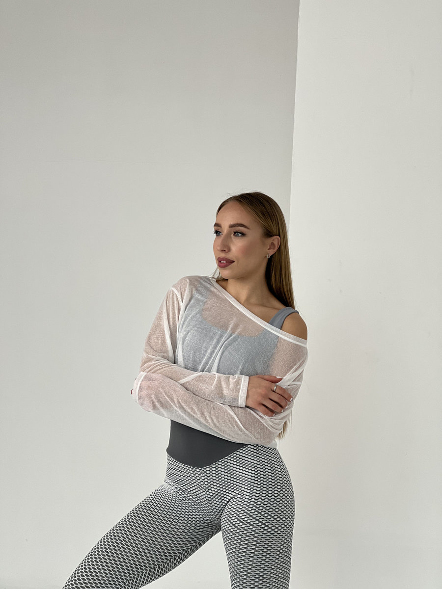 Лонгслив полупрозрачный укороченный