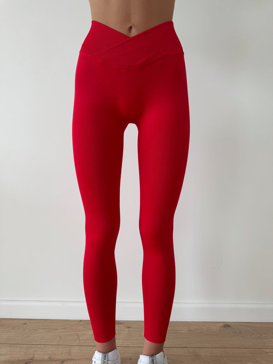 Лосины с поясом в рубчик с V- запахом на талии (Высокая посадка)