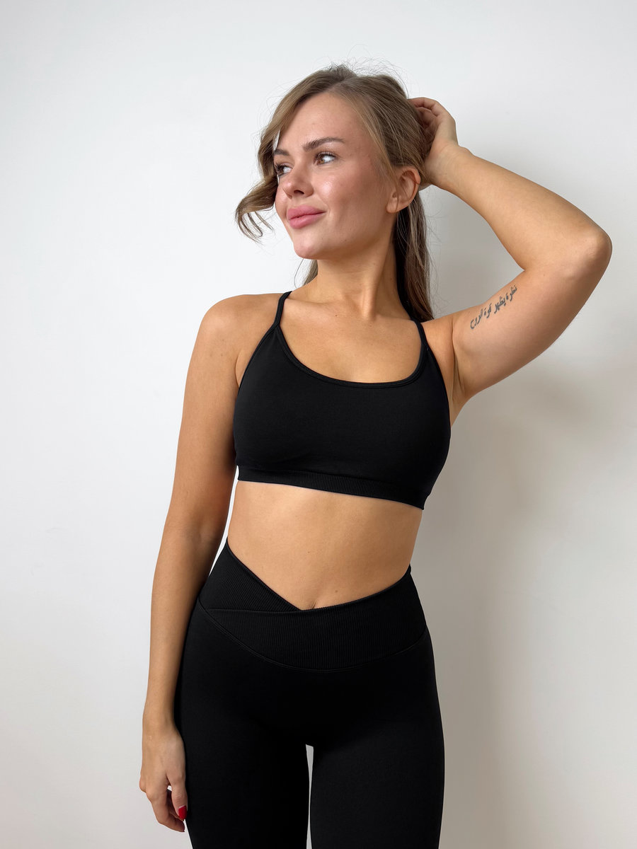 Лосины с поясом в рубчик с V- запахом на талии (Высокая посадка)