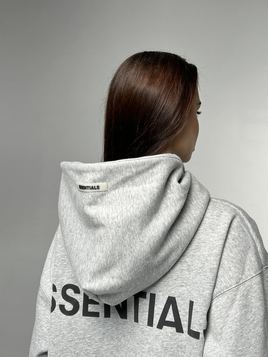 Худи удлиненное с крупной надписью essentials