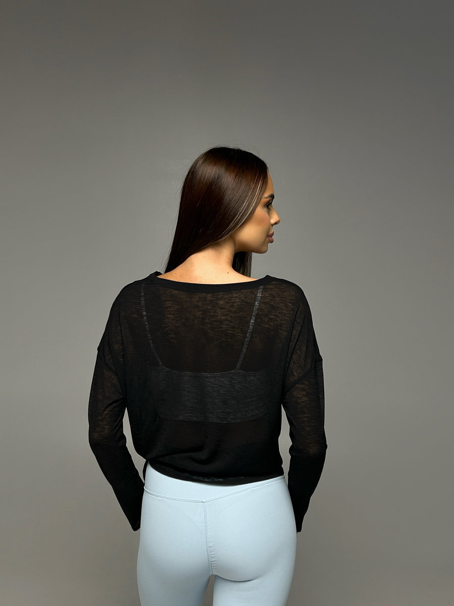 Лонгслив полупрозрачный с разрезом спереди