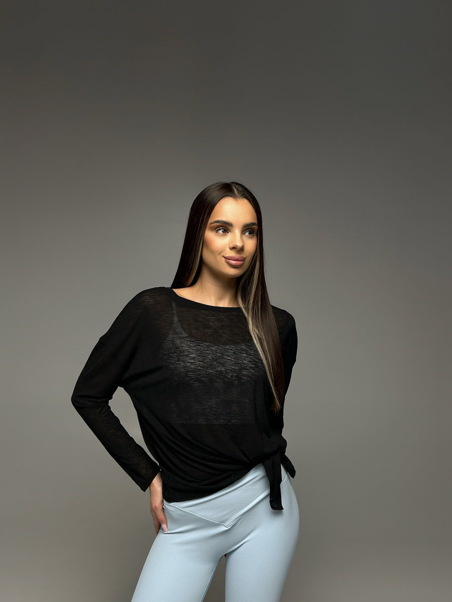 Лонгслив полупрозрачный с разрезом спереди