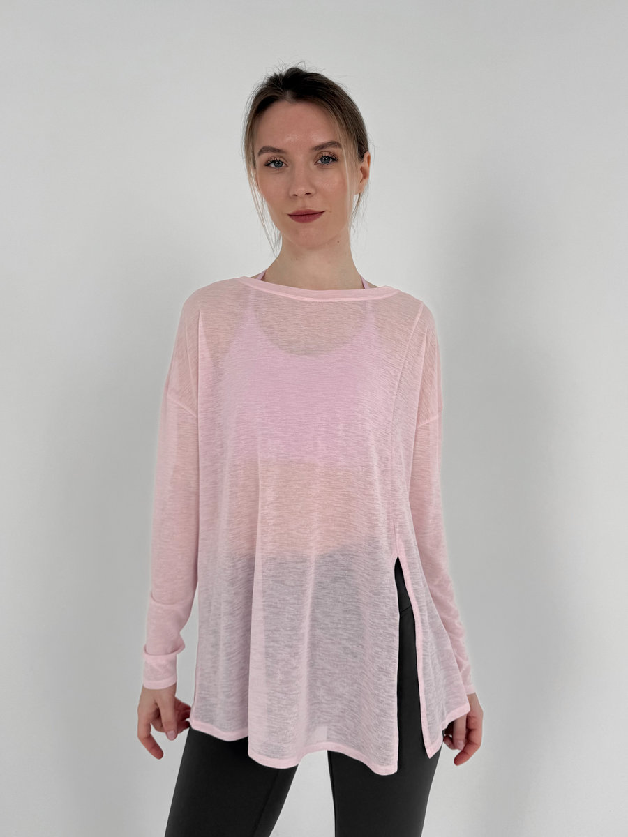 Лонгслив полупрозрачный с разрезом спереди