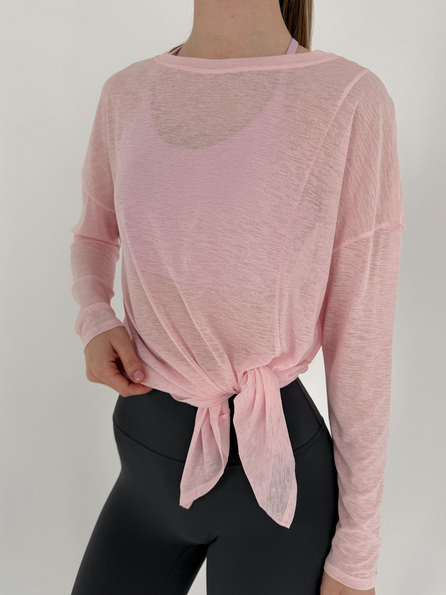 Лонгслив полупрозрачный с разрезом спереди