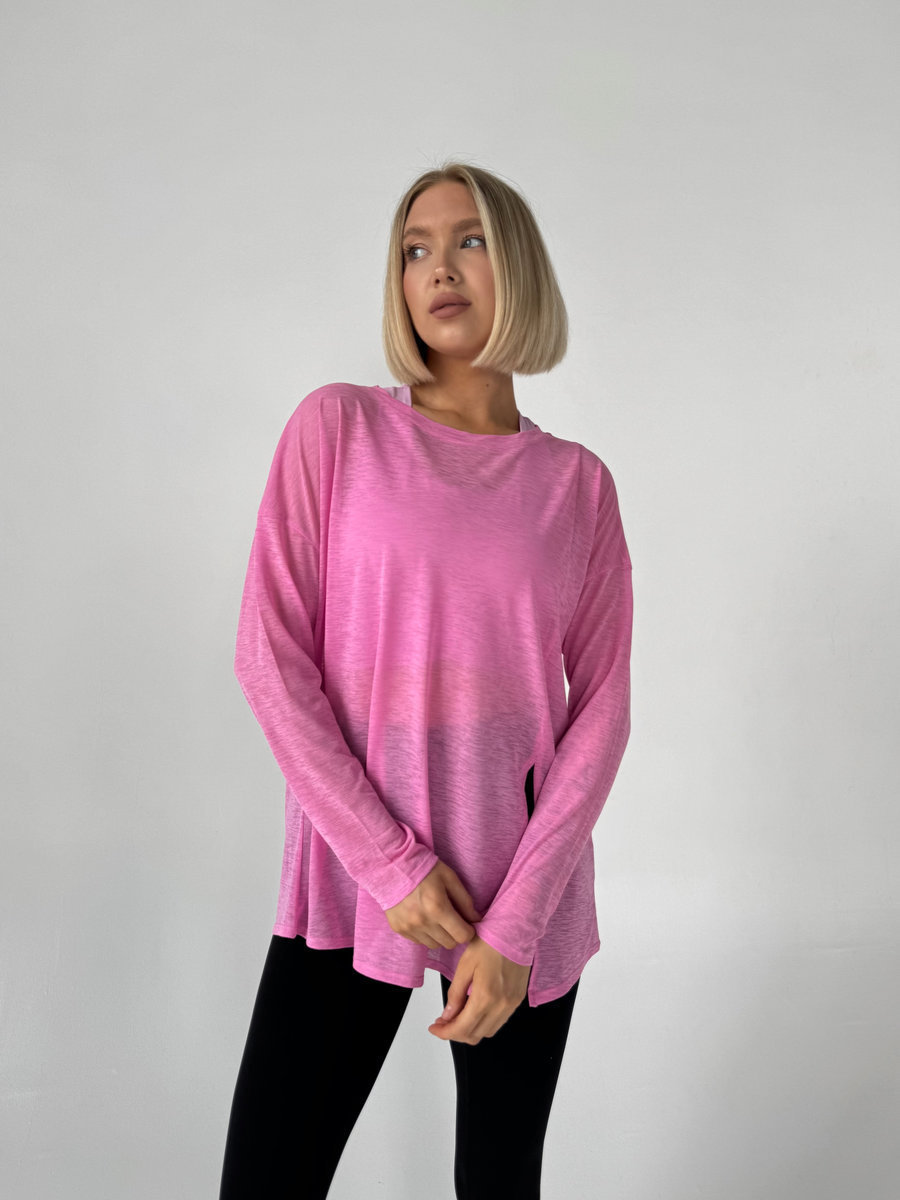 Лонгслив полупрозрачный с разрезом спереди