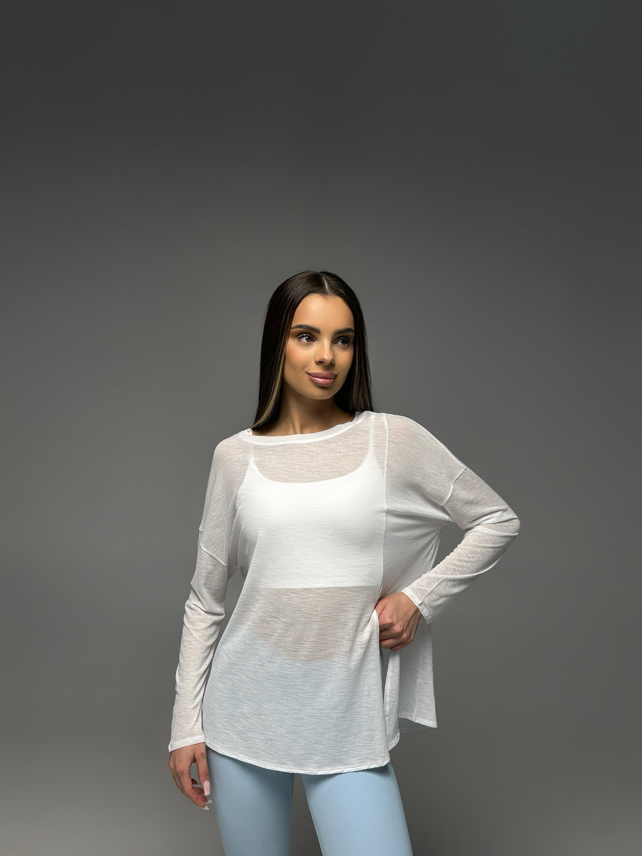 Лонгслив полупрозрачный с разрезом спереди