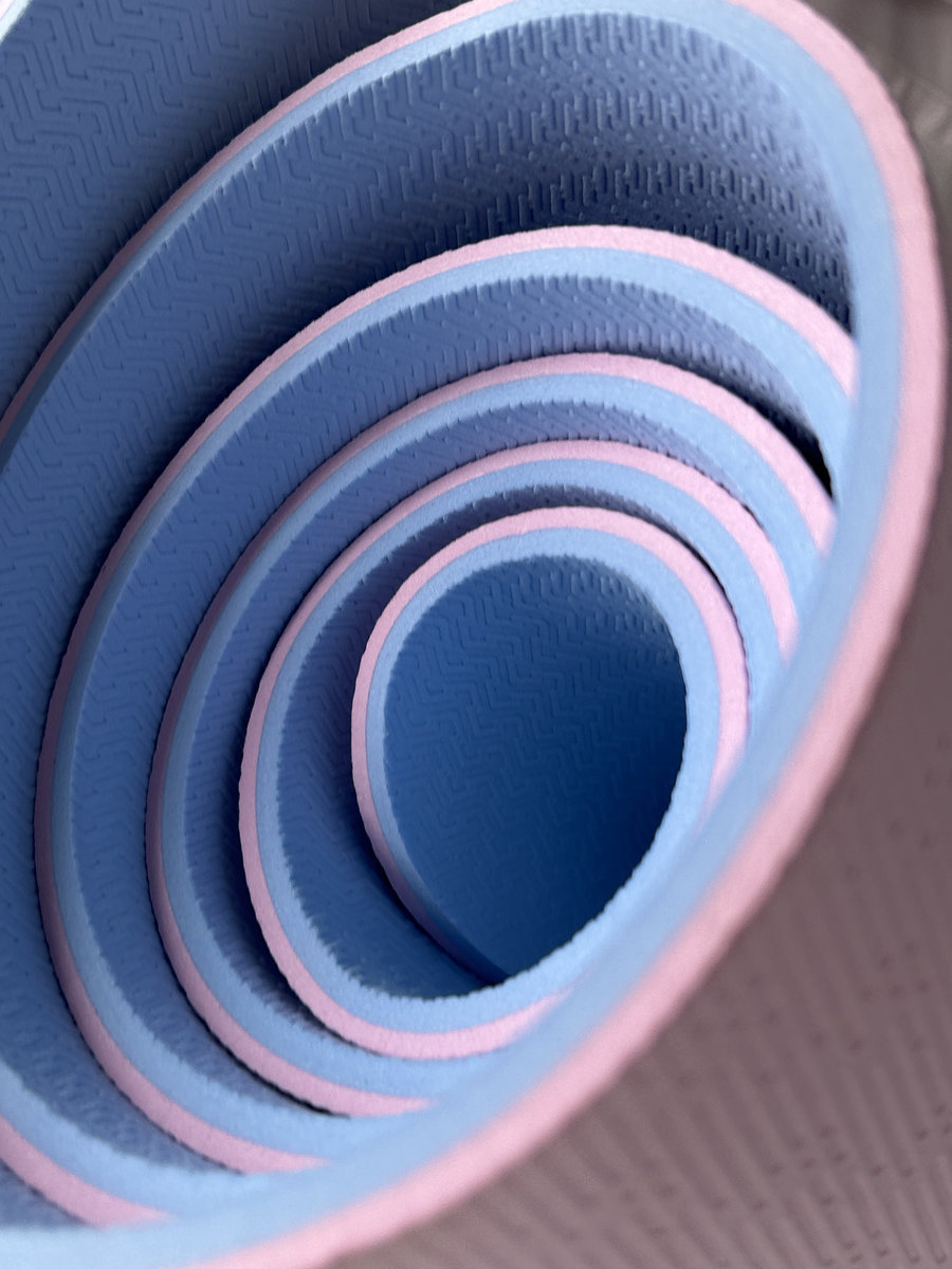 Коврик для йоги 6 мм (розово-голубой)