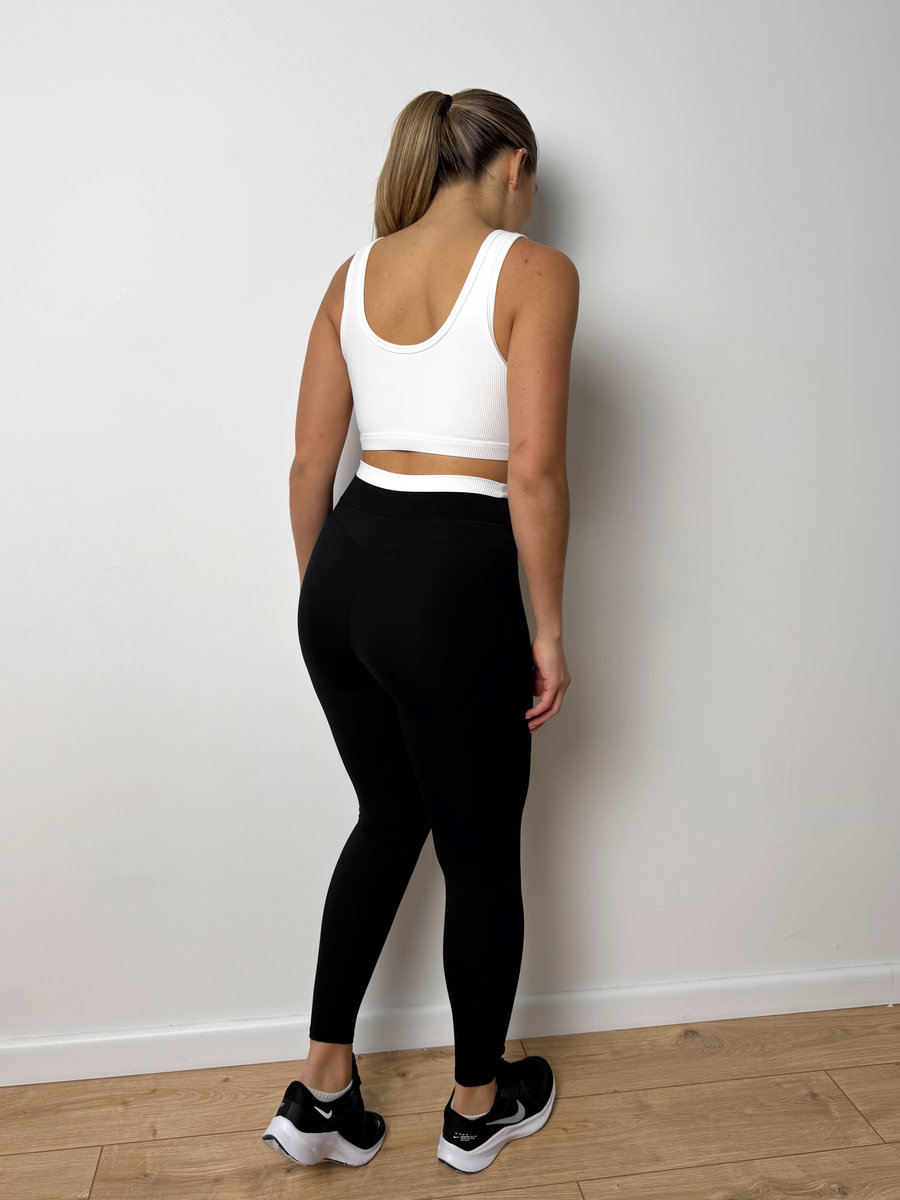 Лосины гладкие с поясом в рубчик DUO TEXTURE