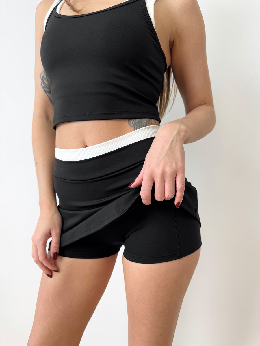 Юбка-шорты трапеция DUO TEXTURE с комбинированием ткани