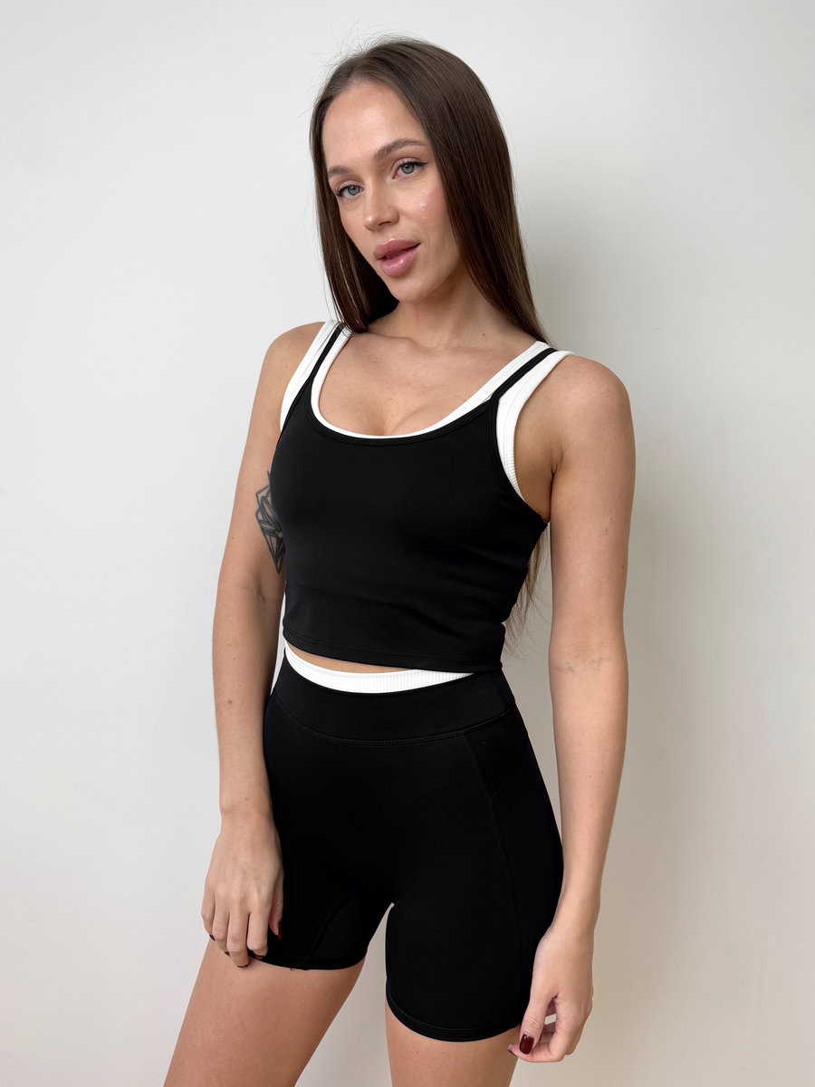 Укороченные велосипедки DUO TEXTURE с комбинированием ткани