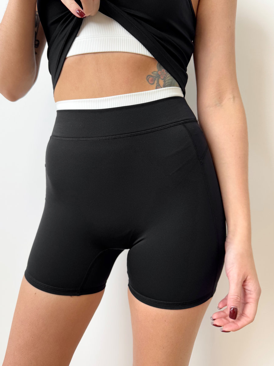 Укороченные велосипедки DUO TEXTURE с комбинированием ткани